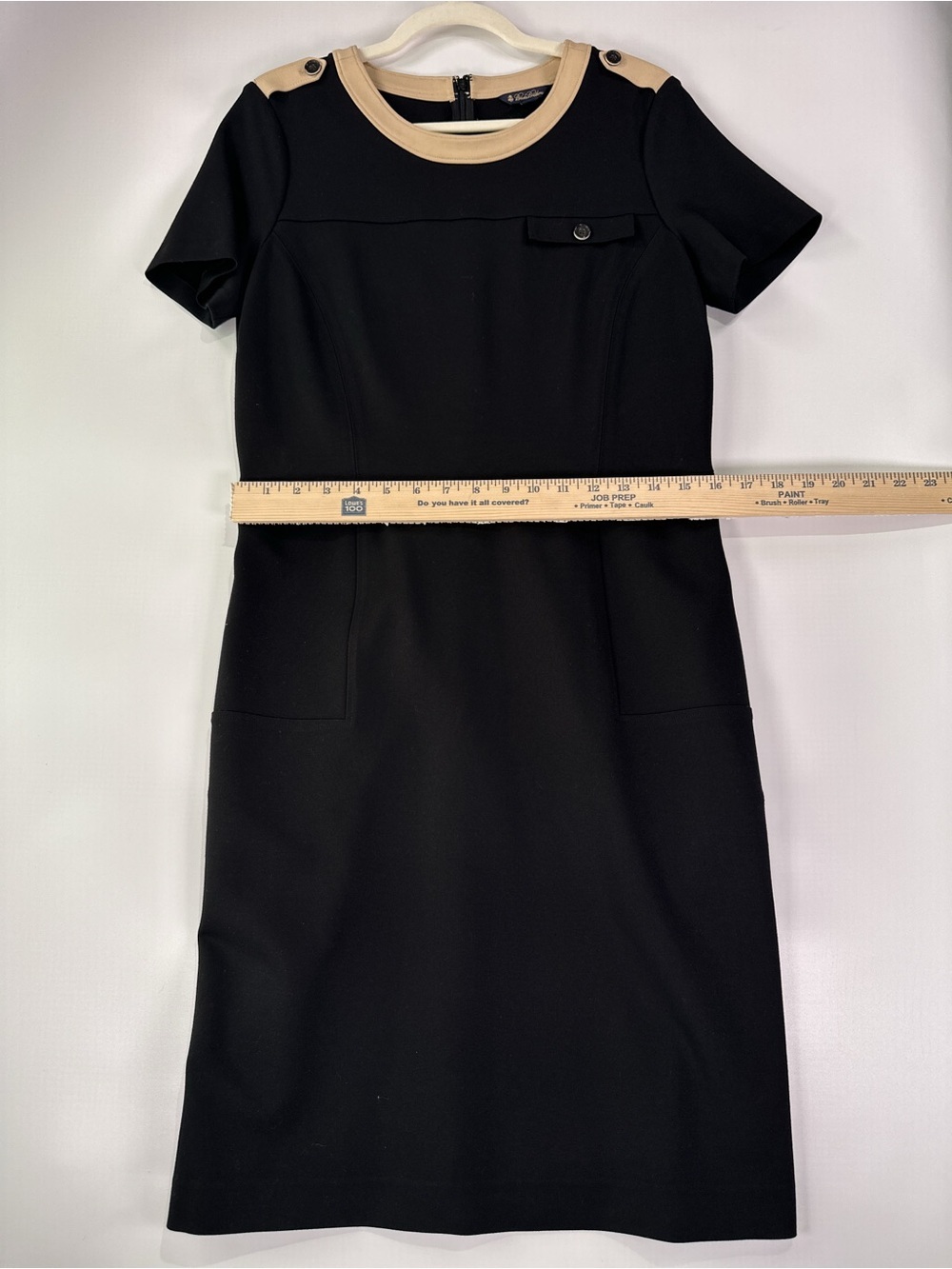 Brooks Brothers Sheath Dress Short Sleeve Button Epaulet Viscose Blend Size 10 - Picture 13 of 15